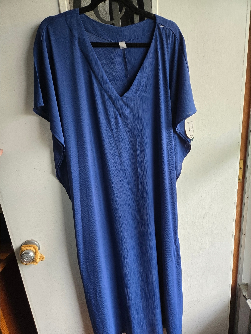 Mynah Solid V-Neck Royal Blue Caftan